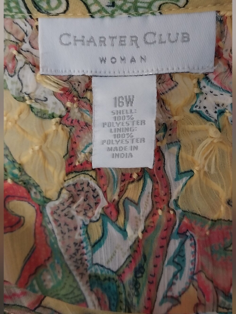 Charter Club - Sheer Floral Blouse in Pale Chartreuse - Picture 5 of 8